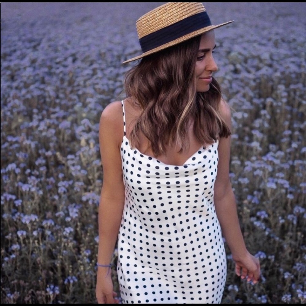 Zara Xs polka dot slip dress NWT
